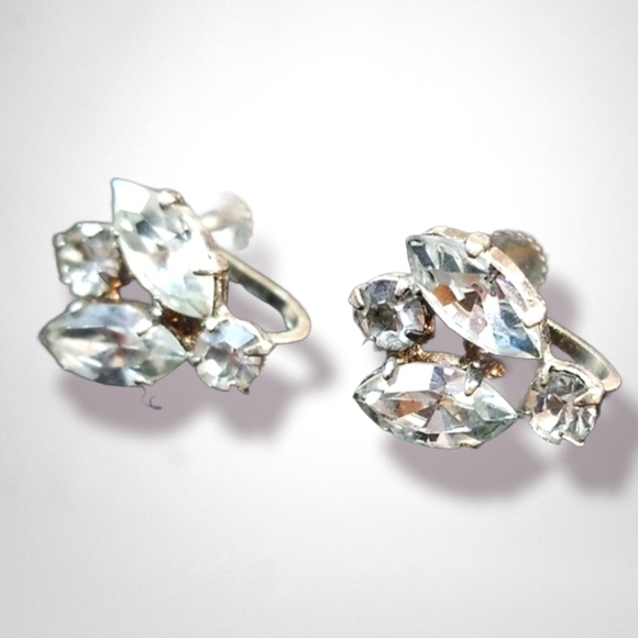 Vintage 1950s Made In Austria Crystal Screw Back Earrings - Picture 2 of 12
